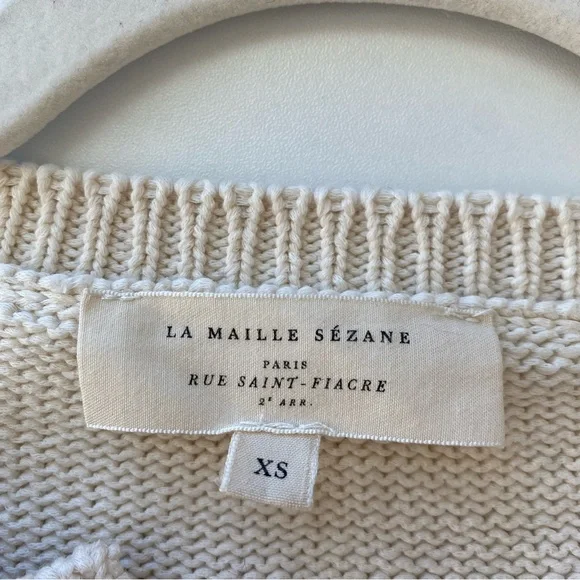 Sezane Leontine Jumper Sweater in Ecru Camel Stripe Size XS - Picture 8 of 13